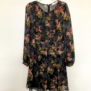Forgiveness long sleeve dress with bird print